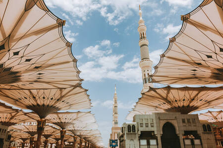Large umbrellas near the Al-Masjid an-Nabawi mosque