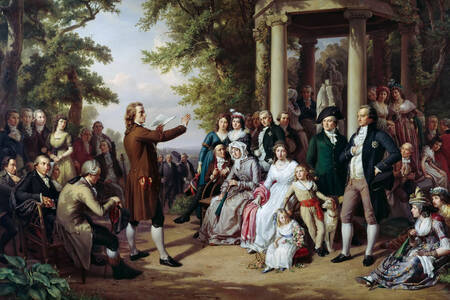 Theobald Reinhold von Ehr: The Weimar Court of the Muses – Schiller Reads for the Court in Tiefurt