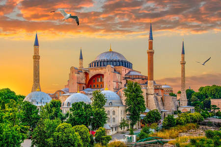 Hagia Sophia bij zonsondergang