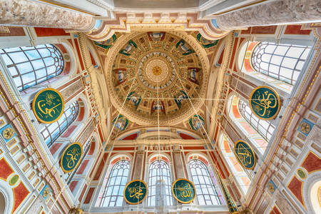 Interior view of the dome of the Ortakoy Mosque