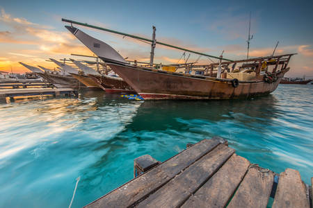 Barcos en dhow en Doha