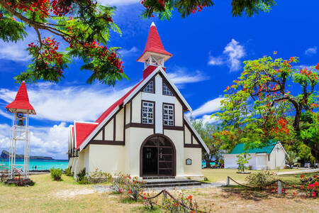 Rote Kirche auf Mauritius