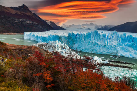 Zonsondergang boven de Perito Moreno-gletsjer