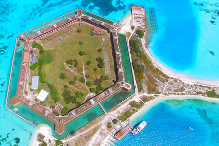 Vista aérea do Parque Nacional Dry Tortugas