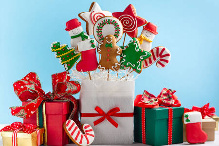 Christmas gingerbread and gifts