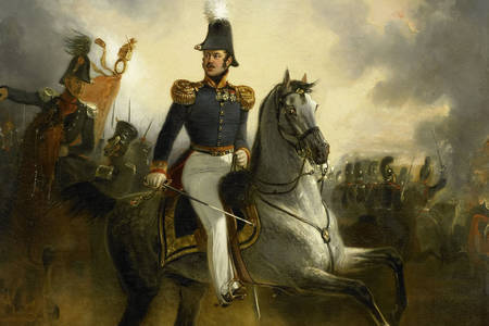 Nicolaas Pieneman: "Generálporučík Frederick Knots v bitke pri Houthalene počas desiateho ťaženia v Veld"
