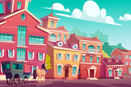 A horse-drawn carriage on an old street