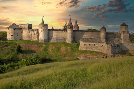 Kamianets-Podilskyi Fortress at Sunset