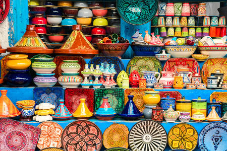 Moroccan colorful pottery