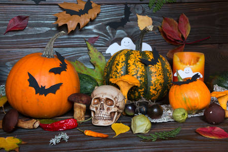 Halloween pumpkin composition