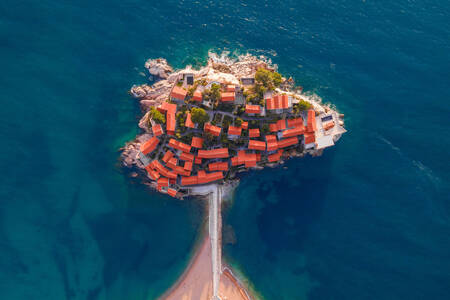 Top view of the village of Sveti Stefan