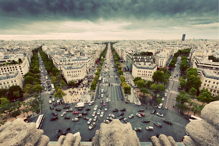 Uitzicht vanaf de Arc de Triomphe, Parijs