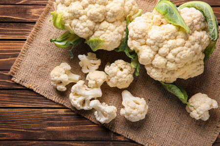 Cauliflower on a wooden table