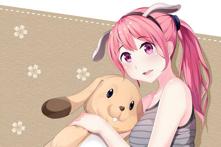 Anime meisje met konijn