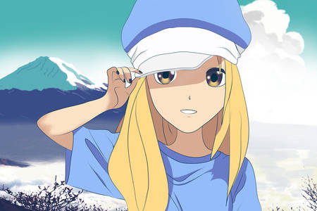 Bir şapkalı anime kız