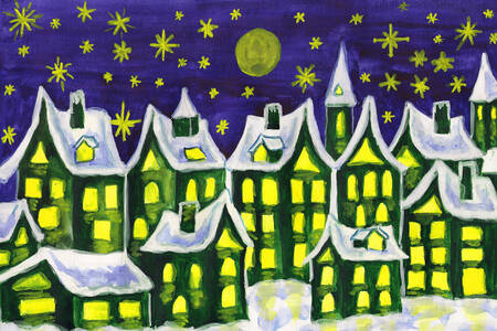 Акварельный сказочный город