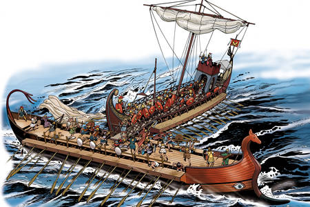 Ilustração de navios da Roma Antiga