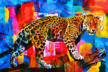 Leopardo su uno sfondo luminoso