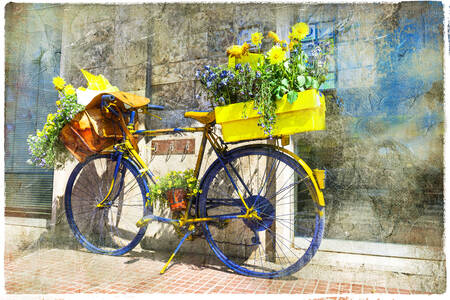 Vélo avec des fleurs