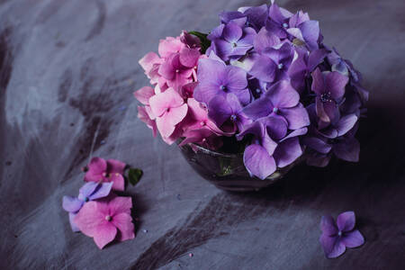 Cvjetovi hortenzije na stolu