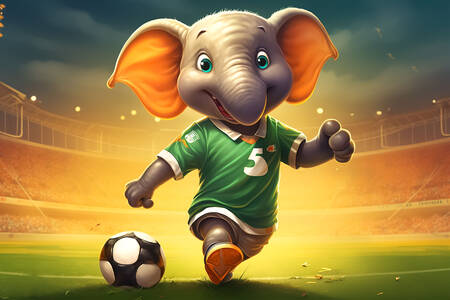 Pui de elefant jucător de fotbal