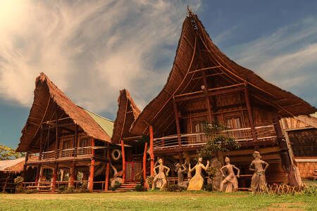 Bamboo huts on Majuli Island