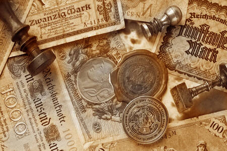 Antieke munten en bankbiljetten