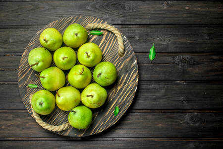 Pears on a tray