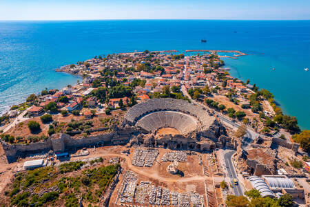 : View of the amphitheater in the city of Side