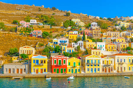 Colourful houses on Symi island