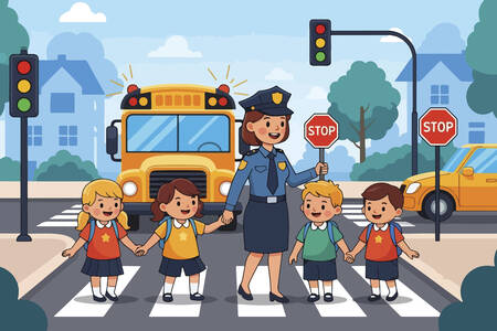 Gyerekek a gyalogátkelőn