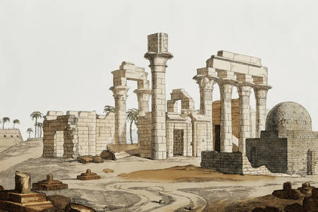 Illustration of the ruins of the temple in Ermans