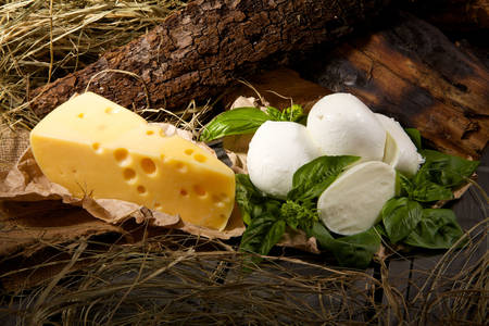 Τυρί στο ξύλινο υπόβαθρο