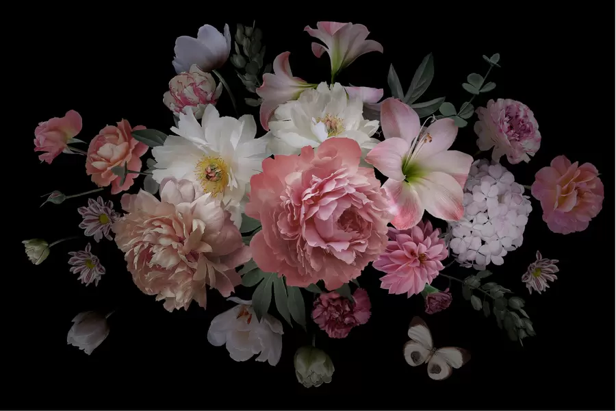 Flores sobre fondo negro