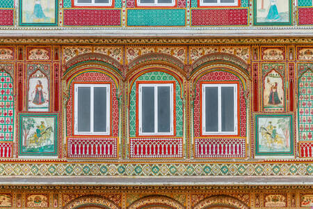 Façade d'un vieux bâtiment à Jaipur