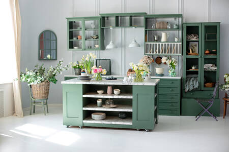 Groen keukeninterieur