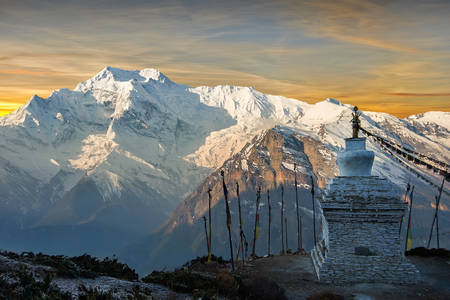 Dawn in het Annapurna-gebergte