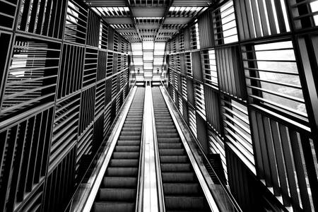 Escaliers mécaniques d’un centre commercial moderne