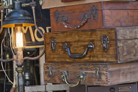 Suitcases at a flea market