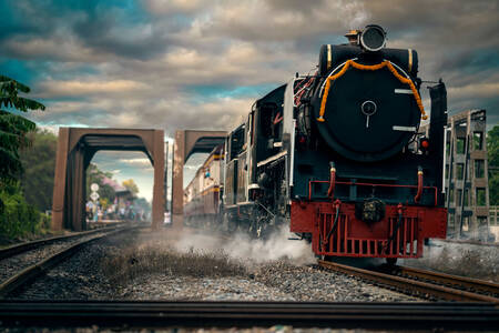 A historic steam locomotive at Hua Lamphong Station