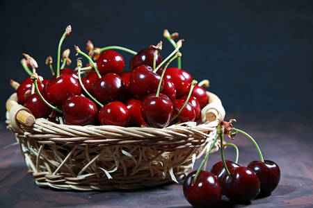Basket with cherries