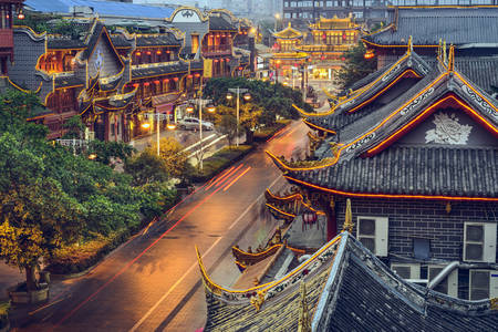 Chengdu şehrinde Qintai Yolu