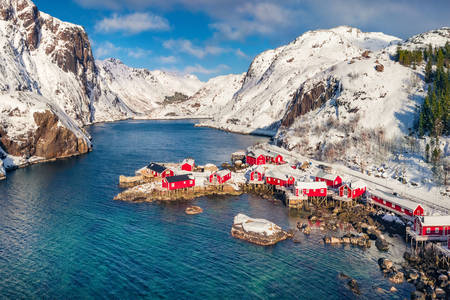 Nusfjord köyünün görünümü