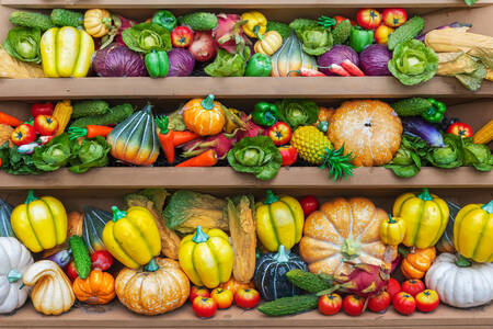 Modelle von Obst und Gemüse