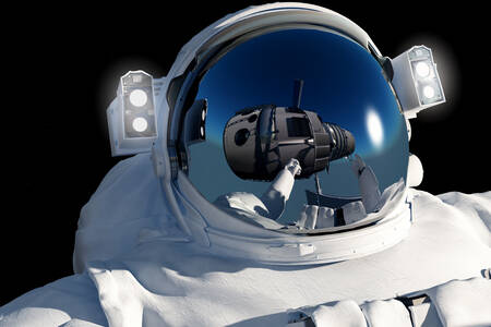 Astronauta su sfondo nero