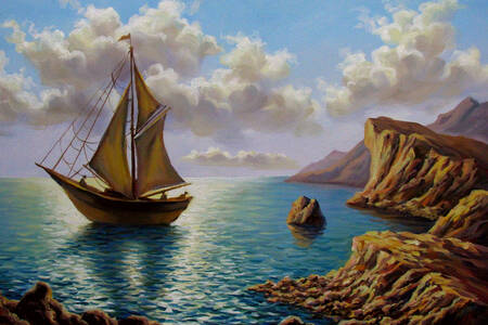 Landscape with a sailboat