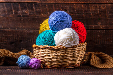 Balls of wool in a basket