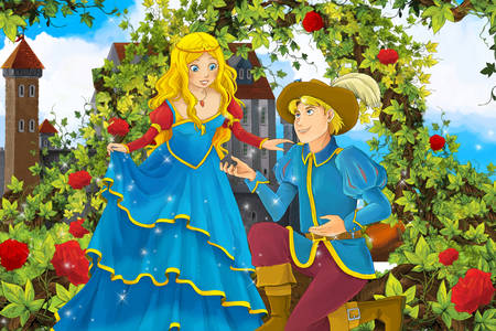 Prens ve prenses bahçede