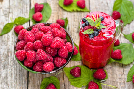 Raspberries and smoothies