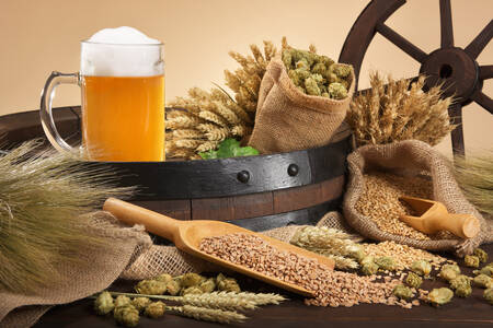 Beer, hops, wheat